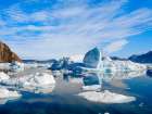 Icebergs in the Uummannaq Fjord System, northwest Greenland, Kingdom of Denmark. Art Print